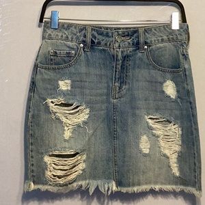 Forever 21 distressed denim mini skirt size small